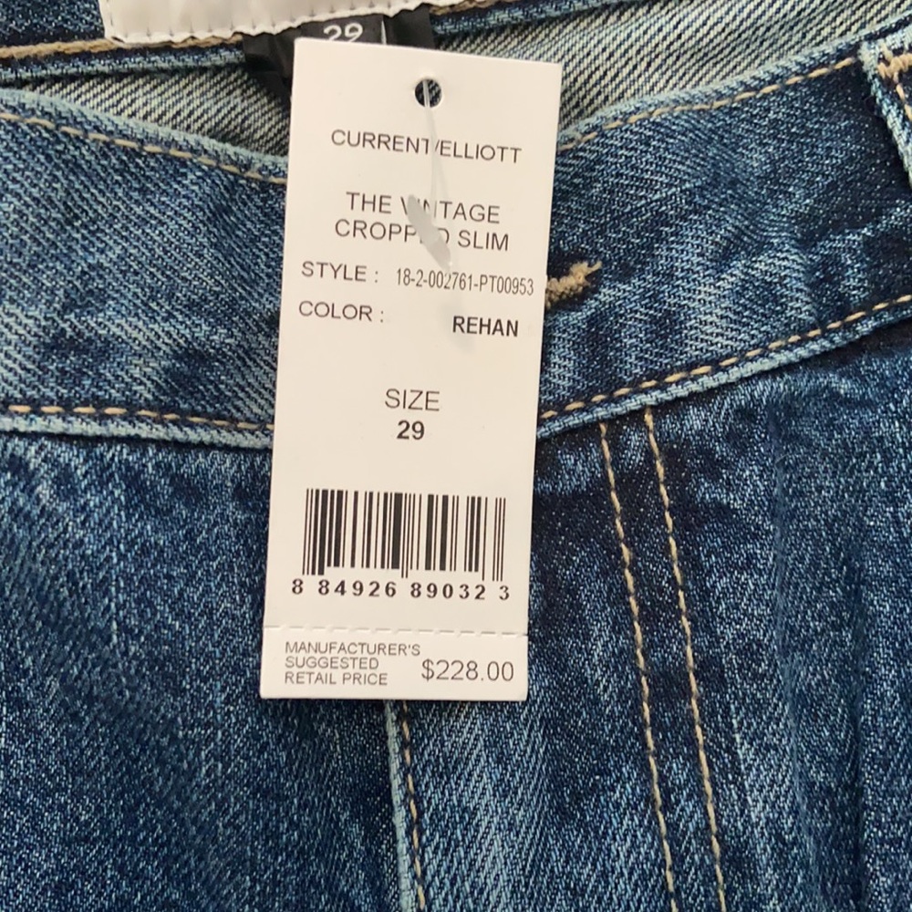 Current/Elliott The Vintage Cropped Slim, Made in the USA, 29x27, NWT $228 MSRP - Picture 8 of 14